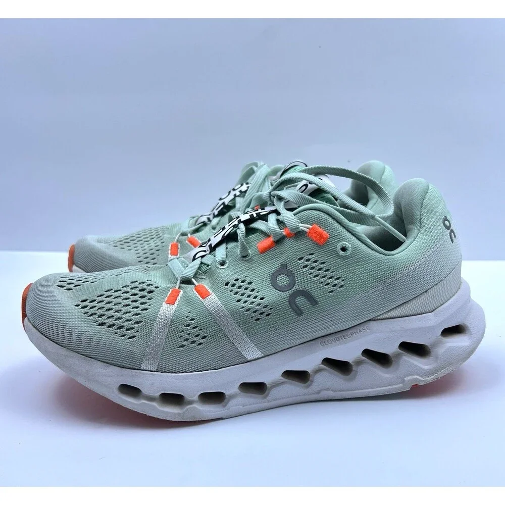 On Cloud Cloudsurfer Women's Running Shoes Glacier Flame Mint Gym Size 8.5